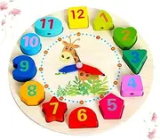 KONTONTY Wooden Beads Clock Educational Wooden Clock Plaything for Interactive Numbers Learning for Boys Develops Imagination Math Skills
