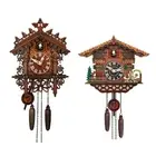 Wooden Retro Cuckoo Clock Quartz Battery Powered Wall Clocks Pendulum Clock