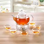 27 Oz Glass Teapot Set Stovetop Safe Tea Infuser Maker with a Candle Warmer And