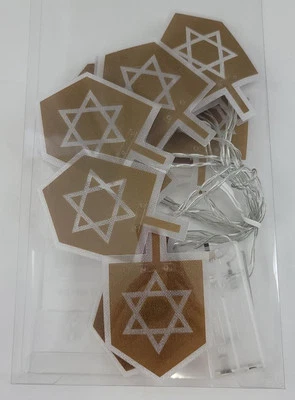 Ashland Hanukkah Dreidel String Lights Set of 10 LED Battery Operated New