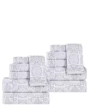 Superior Jasper Cotton Modern Geometric Jacquard Plush 12pc Towel Set