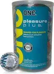 ONE Pleasure Plus Ultra Premium Lubricated Latex Condoms-100 Count Display Bowl