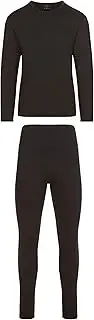 [Active 23] Men's Thermal Underwear Base Layer Top & Long Johns Bottom Set, 2 Piece Fleece Lined Winter Cold Inner Wear, Black, Medium