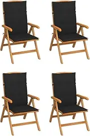 Generic Reclining Garden Chairs with Cushions 4 pcs Solid Teak Wood