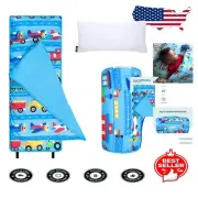 Cozy Microfiber Nap Mat with Reusable Pillow - Trains, Planes, and Trucks Design