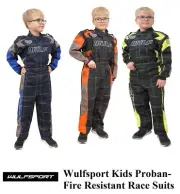 Wulfsport Kids Youth Proban Fire resistant race suit Orange Blue Yellow age 9-12