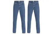 2 x Hard Yakka Mens Mustang Stretch Cotton Jeans Y43245 - Stonewash