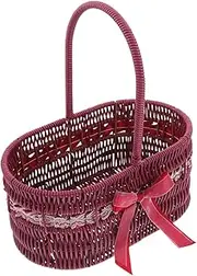 TOPPERFUN Handwoven Flower Basket with Portable Handle Rustic Storage for Plants and Wedding Decorations Lace Accents Creative Design for Home and Office Use