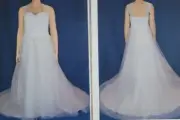 Lace Chapel Train Wedding Gown. Plus Size 28 Crystal Beaded Sleeve (20)