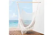 Gardeon Hammock Chair Swing Camping Mesh Cream