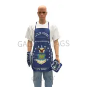 U.S. Air force Flag Kitchen & BBQ 3pc Set w/Apron, Oven Mitt, Potholder Military