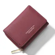 Minimalist Carther with Zipper Coin PocketLeather Women's Purse Small Wallet