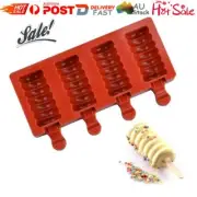 Silicone Ice Cream Mold 4 Cell Frozen Juice Popsicle Ice Lolly Mould Maker HG
