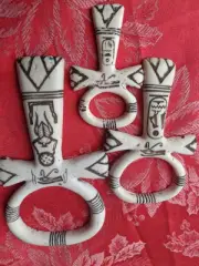Handmade Egyptian Ancient Ankh 3 pc Wall Plaques Set Limestone