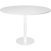 Rapidline Circular Meeting Table White Satin Disc Base 1200mm Natural White Top