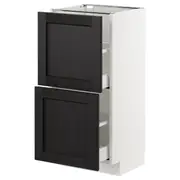 METOD base cabinet with 2 drawers, white Maximera/Lerhyttan black stained, 40x37x80 cm