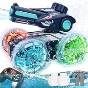 Lehoo Castle Remote Control Car, Toys for 5 6 7 8 Year Old Boy, 4WD RC Amphibious Vehicle 2.4Ghz Remote Control Boat, Car Pool Toy Waterproof with Light 2 Rechargeable Batteries