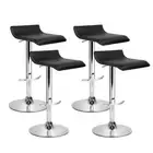 NNEDSZ Set of 4 PU Leather Wave Style Bar Stools - Black
