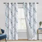 FMFUNCTEX Blue White Curtains for Bedroom 84" Grey Tree Print Half-Blackout