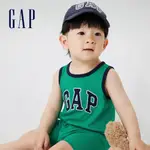 GAP 嬰兒裝 LOGO純棉印花無袖包屁衣/連身衣-綠色(670065)