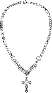 [HAMKVBPR] Hip Hop Necklace Domineering Titanium Steel Cross Necklace Boys And Girls Clavicle Chain for Party Supplies