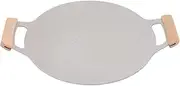 Korean BBQ Grill Pan, 11.8 Inch or 13.4 Inch Small Non Stick Round Griddle Pan with Beech Handle Portable Indoor Outdoor Stovetop Grill Plate for Induction Cooker, Gas Stovetop (34cm / 13.4in)