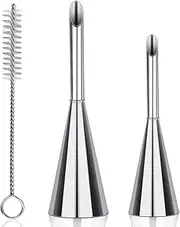 Pack of 2 Icing Piping Nozzle Tips, Filling Nozzle Baking Stainless Steel, Cake Piping Nozzles, Cream Piping Bag Nozzle, Puffs Nozzles for Doughnuts, Cupcake Puffs, Filling Cream, Jam