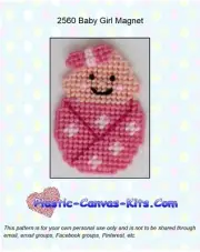 Baby Girl Magnet - Plastic Canvas Pattern or Kit