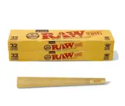 2 x Raw Classic King Size 32 Pack Pre Rolled Cones -64 Natural Unrefined Papers