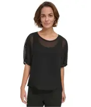 DKNY Womens Chiffon Pullover Blouse