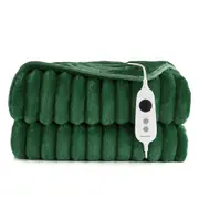 Dreamaker Chunky Embossed Fleece Electric Heated Throw Blanket [180x200cm] (Emerald Green)