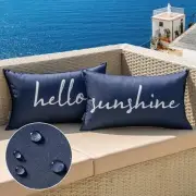 Outdoor Waterproof Throw Pillow Covers Set of 2 Hello Sunshine Decorative
