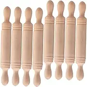 ULTECHNOVO 8Pcs Mini Wooden Rolling Pins Dough Roller Props for Creative Play Easy Storage Smooth Surface for Crafting Baking and Mini House Decoration