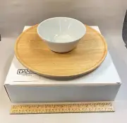 Dansk Purit Chip & Dip Wooden Snack Tray w/Ceramic Bowl Michael Graves Studio