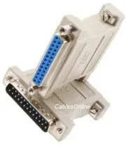 DB25 Male to DB25 Female Null Modem Crossed RS232 Adapter, CablesOnline AD-N01