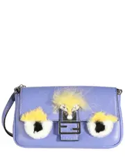 FENDI Multicolor Rabbit Fur, Crystal Embellishments & Nappa Leather Bag Bug Micro Baguette (Authentic Pre-Loved)