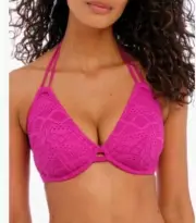 Freya Women's Std Sundance Underwire Bandless Halter Bikini Top, Orchid, 36C NWT