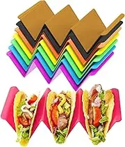 JIAYUYUARPY 8Pcs Taco Tray Plates with Handle Each Can Hold 2 or 3 Tacos, BPA Free PP Material, Dishwasher and Microwave Safe