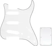 Musiclily SSS 11 Hole Strat Guitar Pickguard and Backplate Set for Fender USA/Mexican Standard Stratocaster Modern Style, 3Ply White