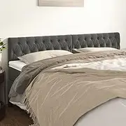 Upholstered Headboard for Bed, 2 Pcs Dark Grey 100 cm Velvet Fabric, Adjustable Height Wall Mounted Headboard