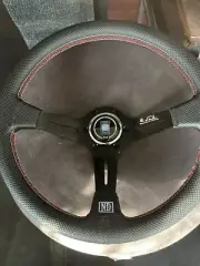 NARDI Italy ND Steering Wheel Black Leather Red Stitch 350mm