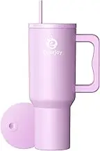 Enerjoy 40 oz Insulated Tumbler with Handle and Straw Lid, Stainless Steel Tumbler Cups, Reusable Insulated Mug, Double Vacuum Water Bottle for Water, Iced Tea or Coffee(Mauve)