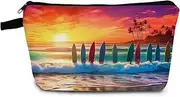 Sunset Surfboard Makeup Bag Cute Small Organizer Bag with Zipper Sunset Surfboard Cosmetic Bag Aesthetic Birthday Present for Women Sisters Friends -1, hzz17190