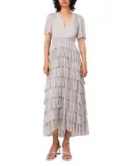 Maje Metallic Ruffled Midi Dress