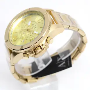 【可面交】Armani Exchange AX1504 金色 金錶 鋼錶 大錶面 男錶 女錶 48mm 基隆大錶哥