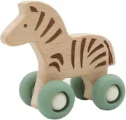 Kaper Kidz NG23835Z Wooden Zebra with Silicone Wheels: Rolling Push Toy for T...