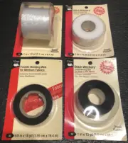 Lot of 4 Dritz Fusible Bonding Web various sizes and color