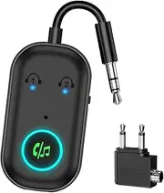 Bluetooth 5.3 Adapter Transmitter & Transmitter for Airplane, 2 in 1 Bluetooth Adapter with Aeroplane, TV, Stereo System Splitter, for MP3/MP4 Headphones HiFi Speaker, Laptop, TV