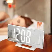 Clock Bedroom Projection Alarm Clock, Led Digital Clock Projected On The Ceiling Wall, 180 Projector And Dimmer, Mirror Design, Snooze, 3-speed Lum...