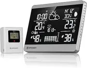 Bresser ClimateTemp NDH-NEO Wireless Weather Station with Outdoor Sensor, Temperature and Humidity Display, Weather Forecast, Frost Warning, Landscape Format, Silver/Black